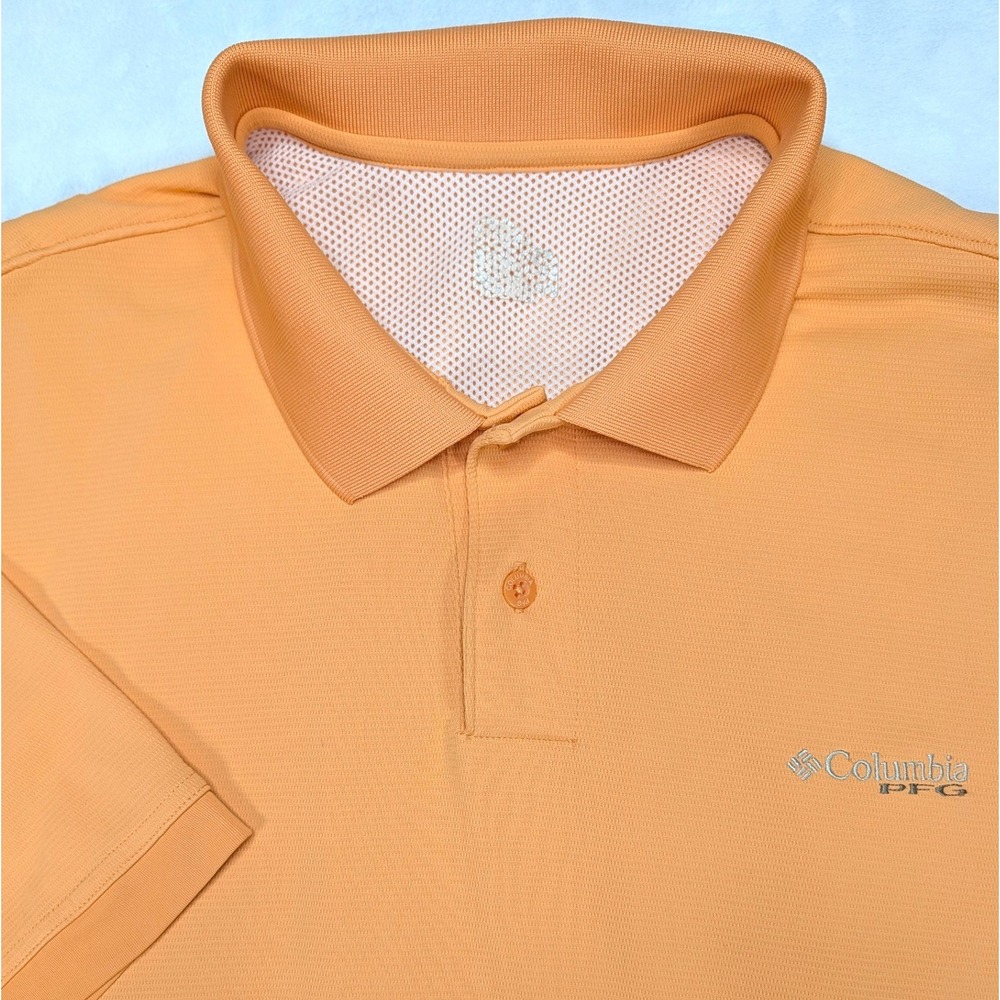 Columbia PFG Mens Orange Short Sleeve Vented Performance Fishing Polo FM6050